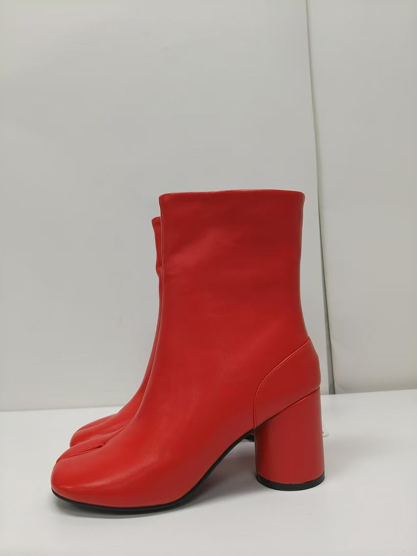 2025 European & American Split-Toe Block Heel Boots