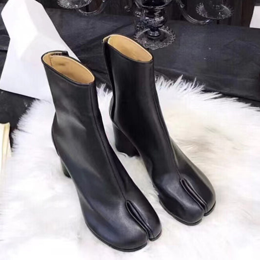 2025 European & American Split-Toe Block Heel Boots