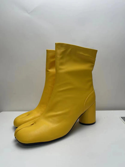 2025 European & American Split-Toe Block Heel Boots