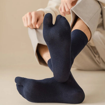Men’s 2-Toe Tabi Socks – Split Toe Cotton Socks for Flip Flops & Casual Wear